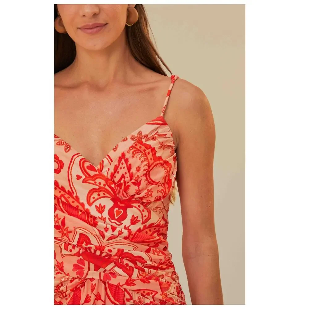 Farm Rio Red Jaipur Crossover Maxi Dress Size Small - Picture 4 of 15